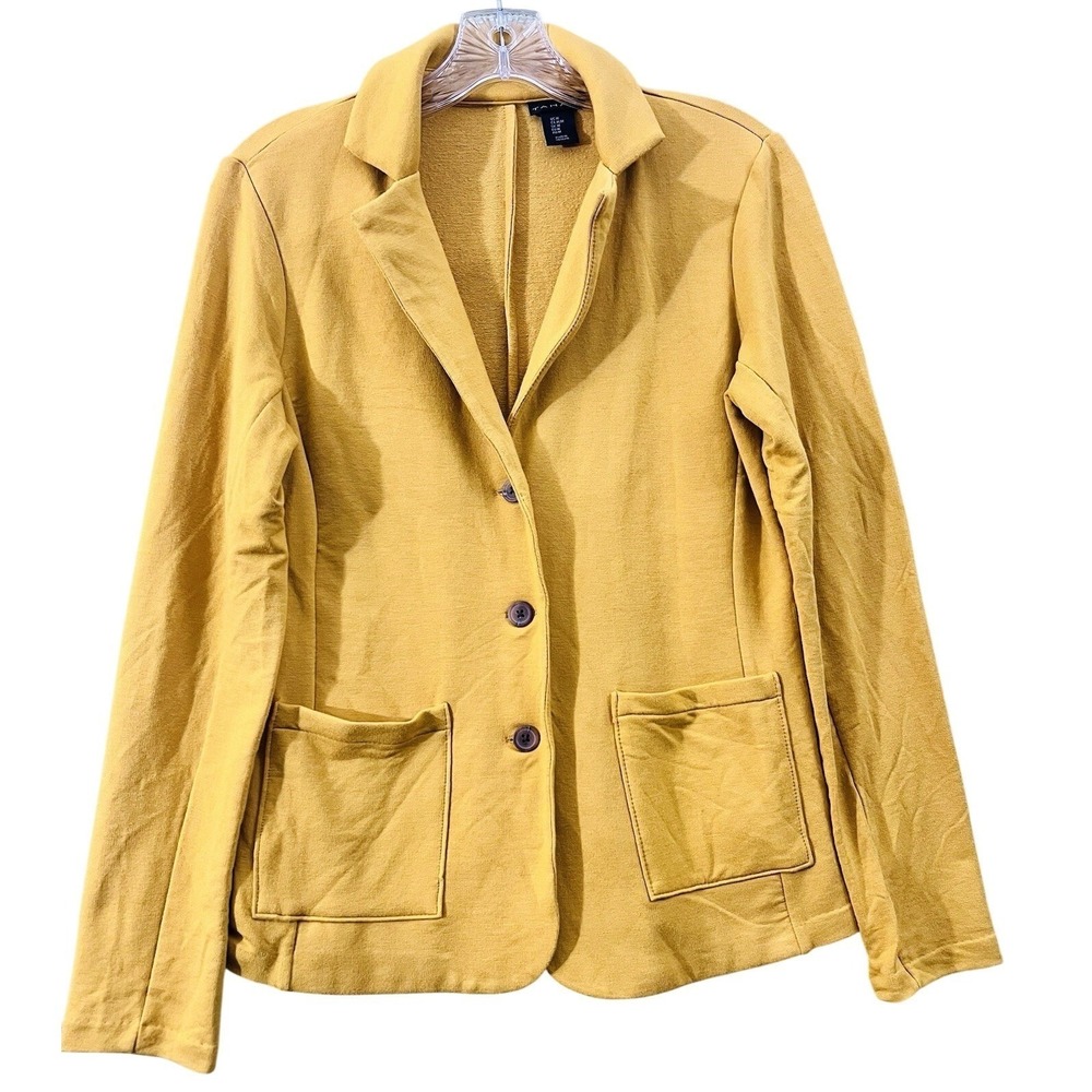 Tahari NEW Mustard Yellow Blazer Womens Medium 3 Button Stretch Career Jacket